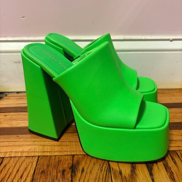 Neon Green Azalea Wang Platform Heels - Picture 3 of 5